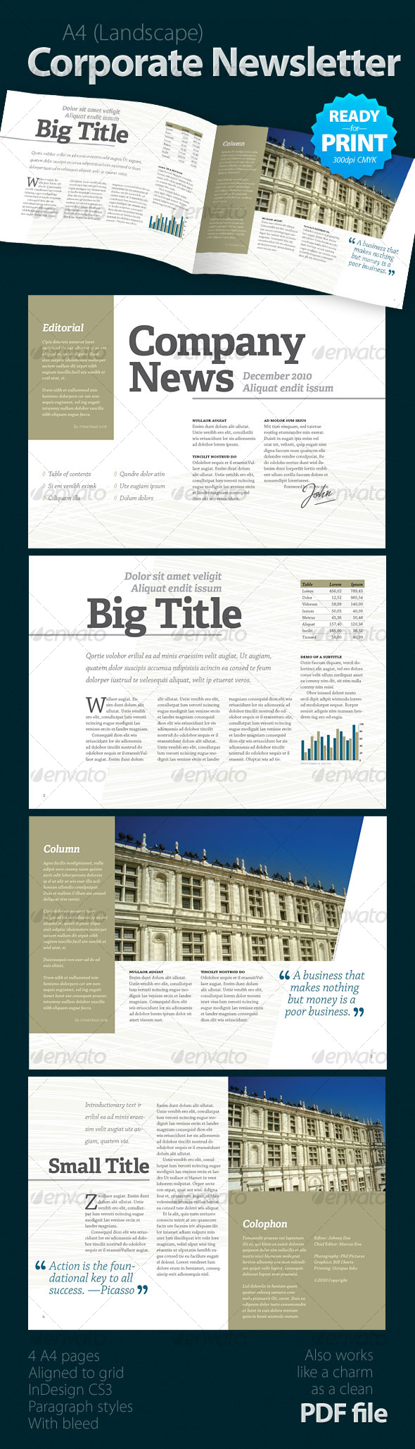 Corporate Newsletter (4 pages) - Newsletters Print Templates