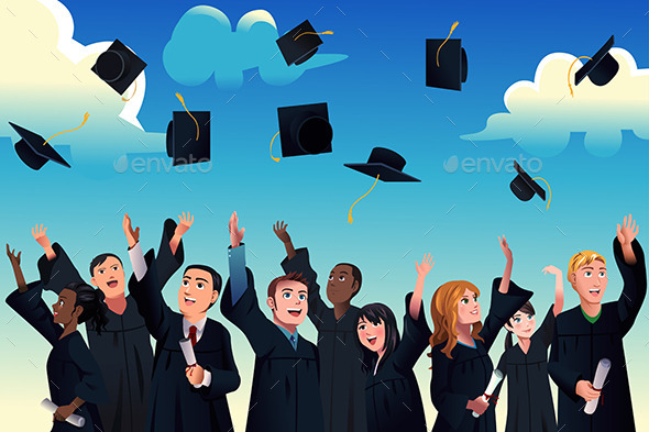 Students Celebrating their Graduation - People Characters