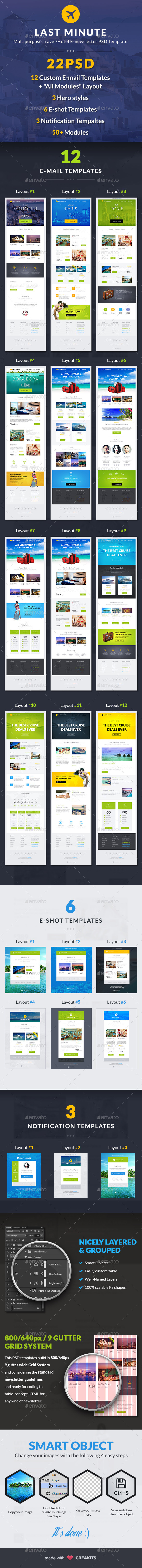 Last Minute Multipurpose Hotel/Travel E-Newsletter - E-newsletters Web Elements