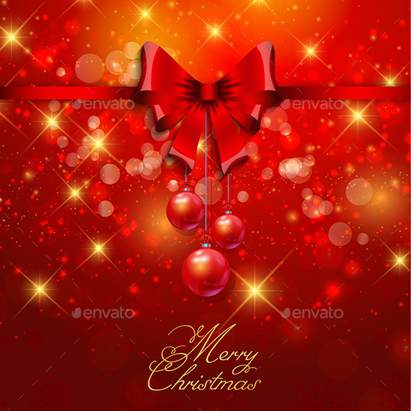 Christmas Background with Red Ribbon - Christmas Seasons/Holidays