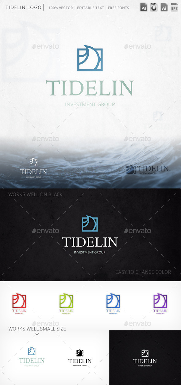 Tidelin Tide Wave Marine Logo Template - Nature Logo Templates
