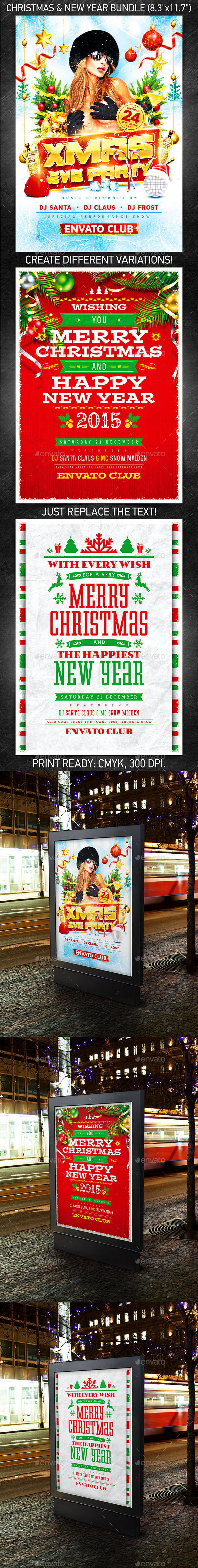 Christmas & New Year Poster Bundle - Holidays Events