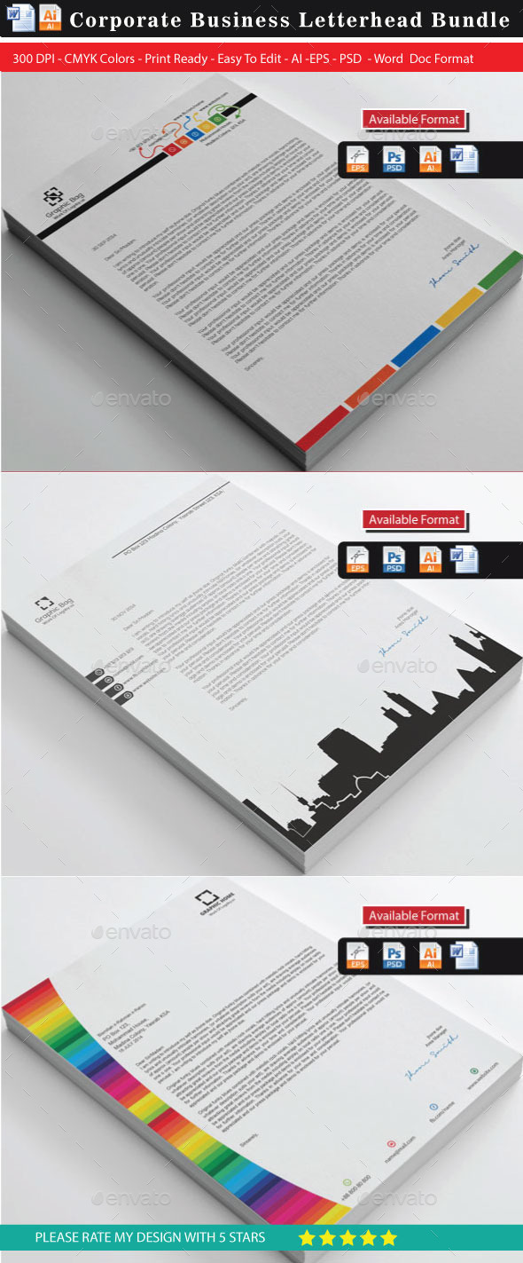 36 Corporate Colorful Real Estate Letterhead Bundl - Stationery Print Templates