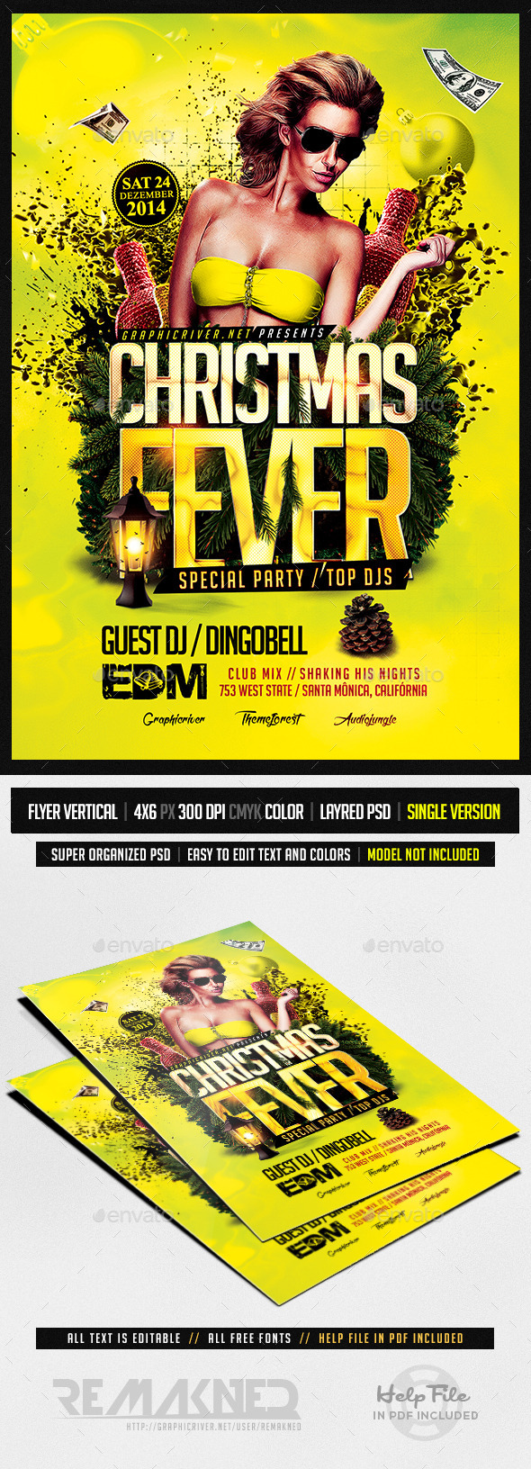 Christmas Fever | Flyer Template PSD - Clubs & Parties Events