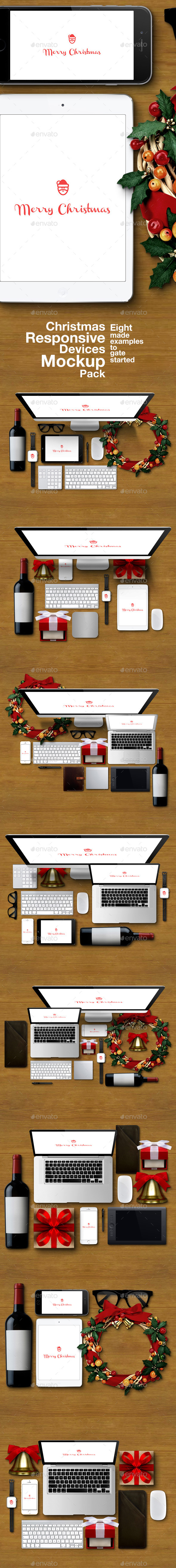Christmas Responsive Devices Mockup Pack - Multiple Displays