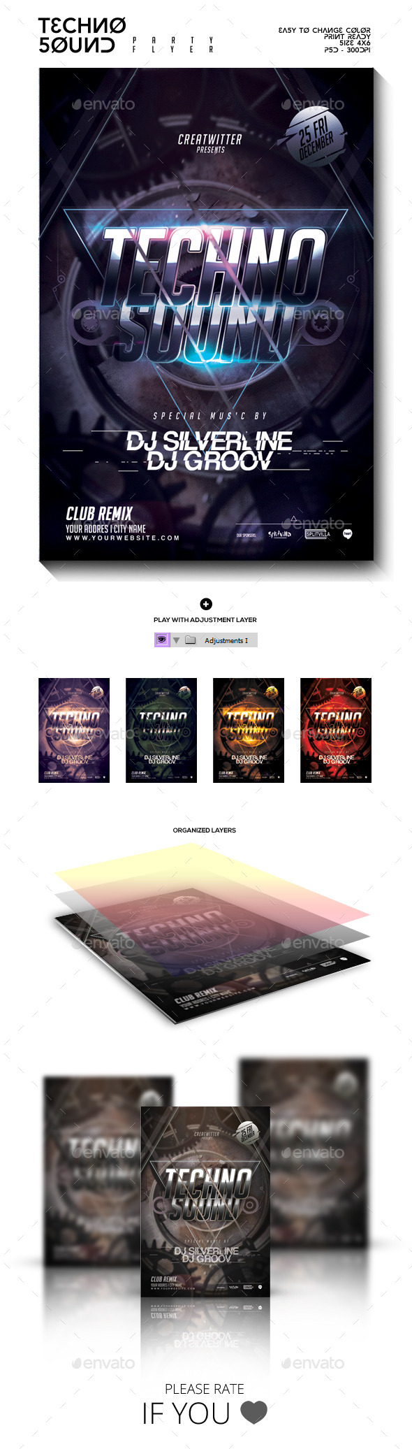 Techno Sound Party Flyer - Clubs & Parties Events