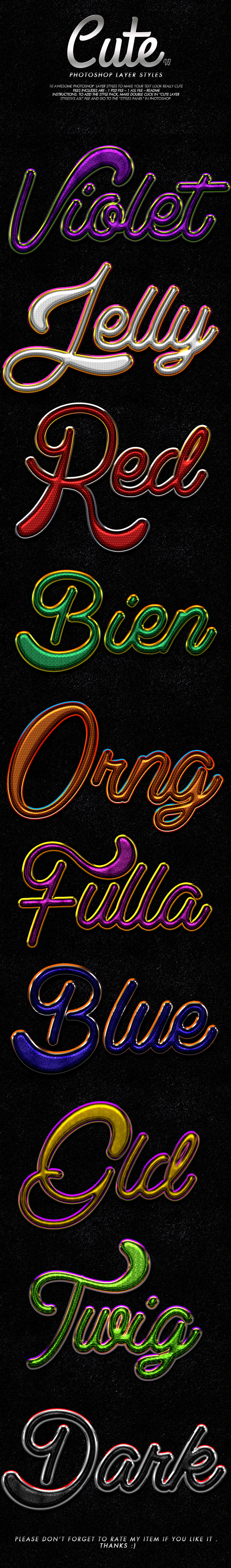 Cute Layer Styles V3 - Text Effects Styles