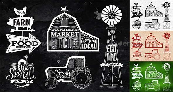 Farm Characters in Vintage Style - Organic Objects Objects