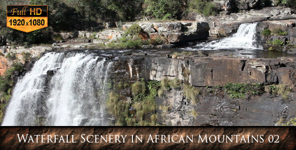 Waterfall Scenery in African Mountains 02
