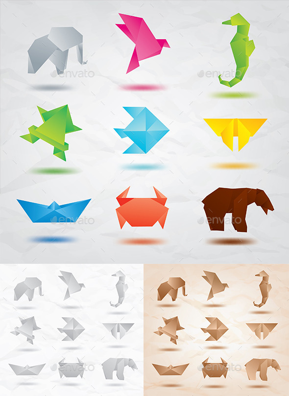 Set of Origami Animals - Animals Characters