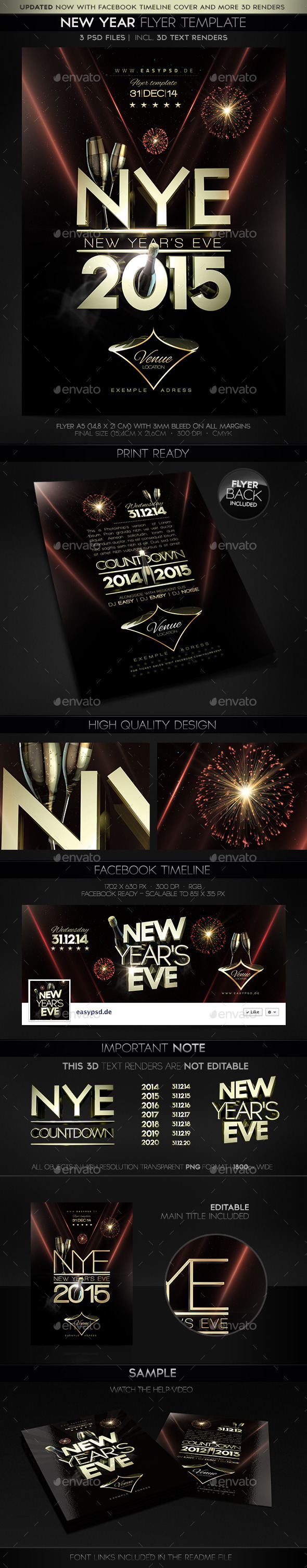 New Year Flyer Template - Holidays Events