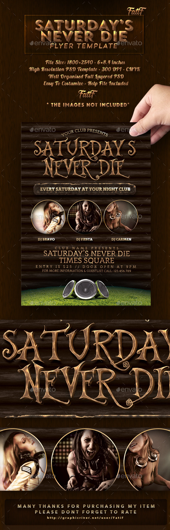 Saturday's Never Die Flyer Template - Clubs & Parties Events