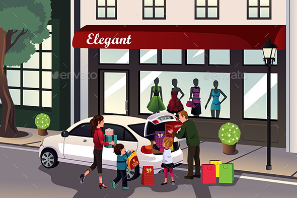 Family Loading Shopping Stuff into the Car - Commercial / Shopping Conceptual