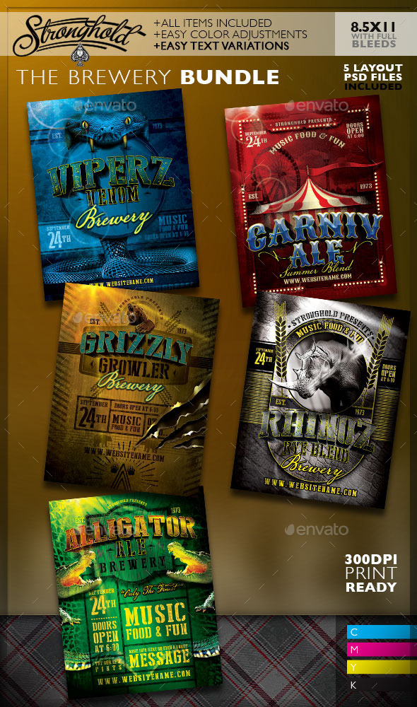 Vintage Brewery Poster Bundle - Restaurant Flyers