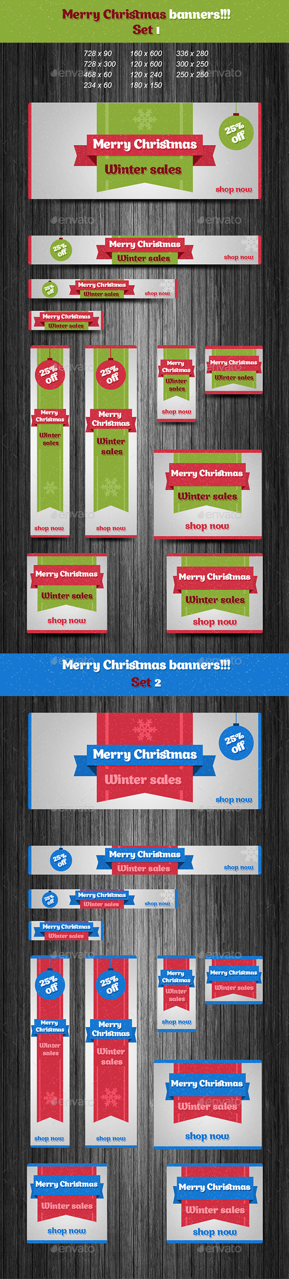 Merry Christmas banners - Banners & Ads Web Elements