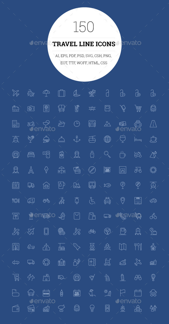 150 Travel Line Icons - Icons