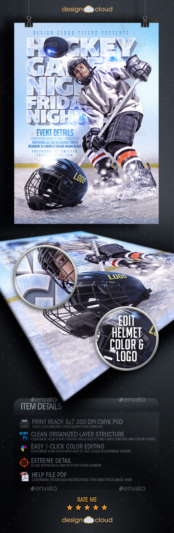 Hockey Game Night Flyer Template - Sports Events