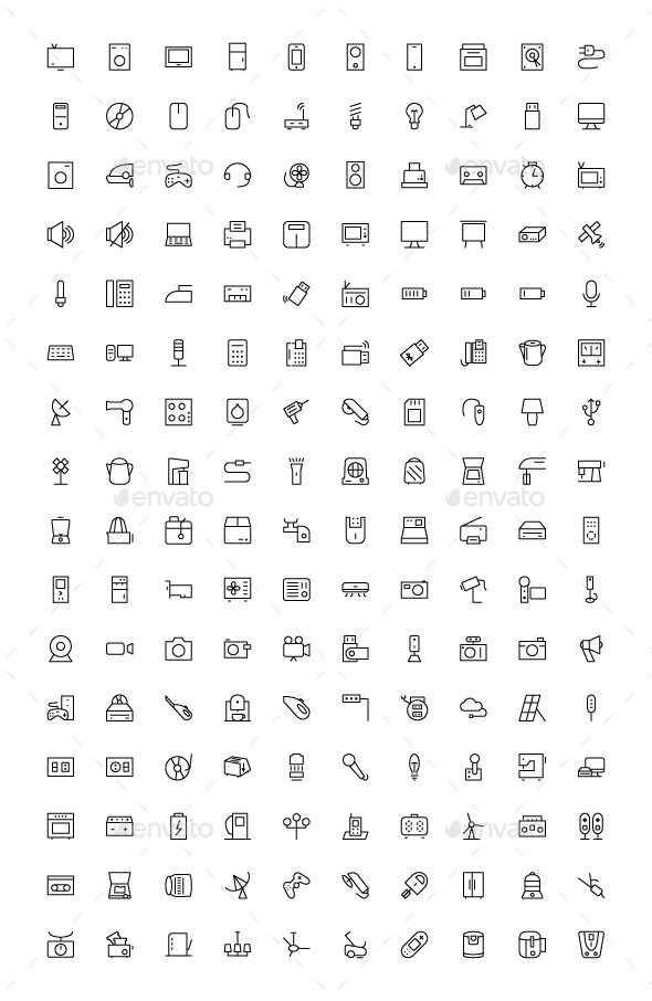 150+ Electronic Icons - Man-made objects Objects