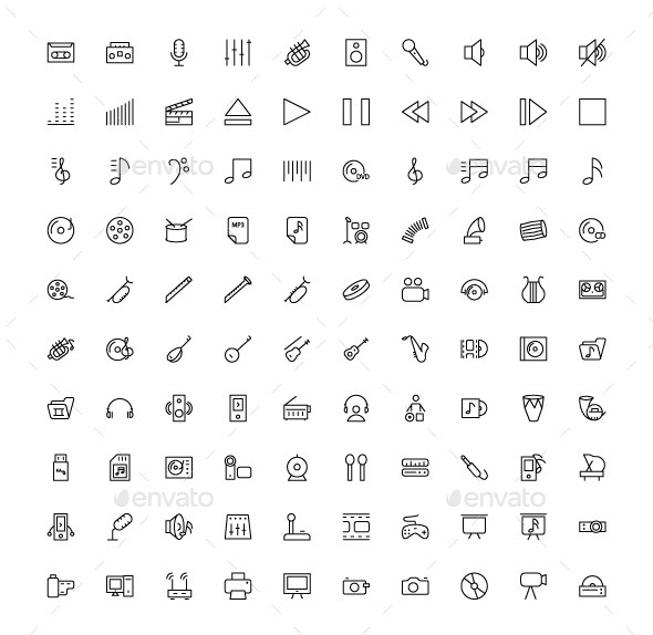100 Music and Multimedia Icons - Media Icons