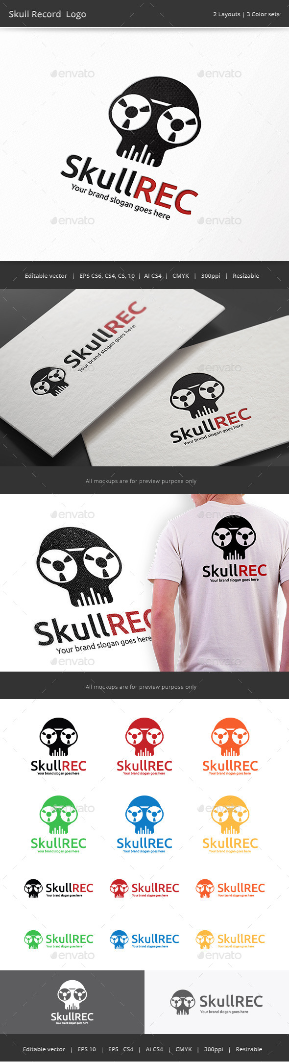 Skull Record Logo - Objects Logo Templates