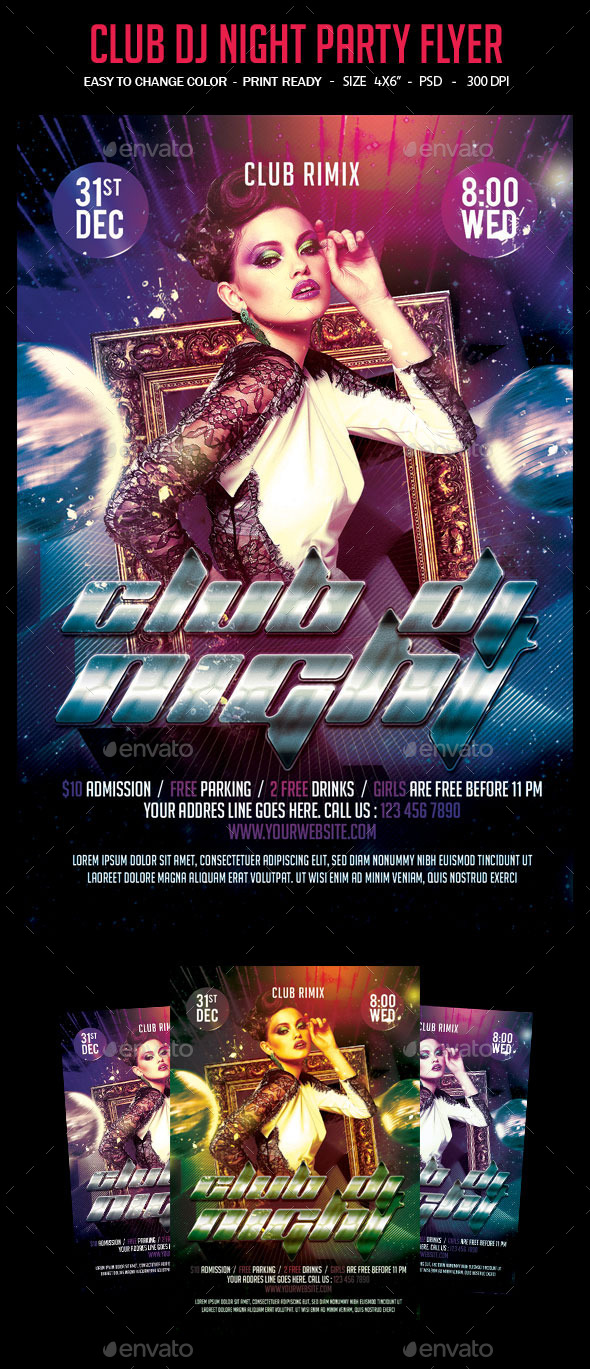Club Dj Night Party Flyer - Clubs & Parties Events
