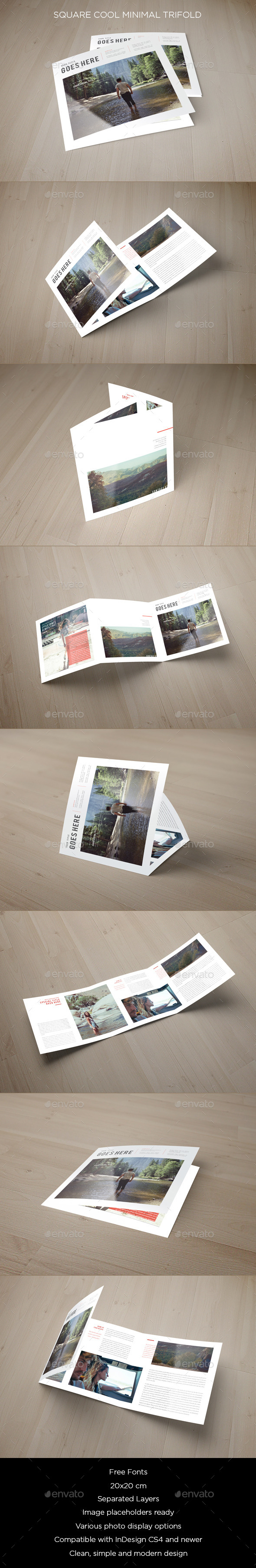 Square Cool Minimal Trifold - Brochures Print Templates