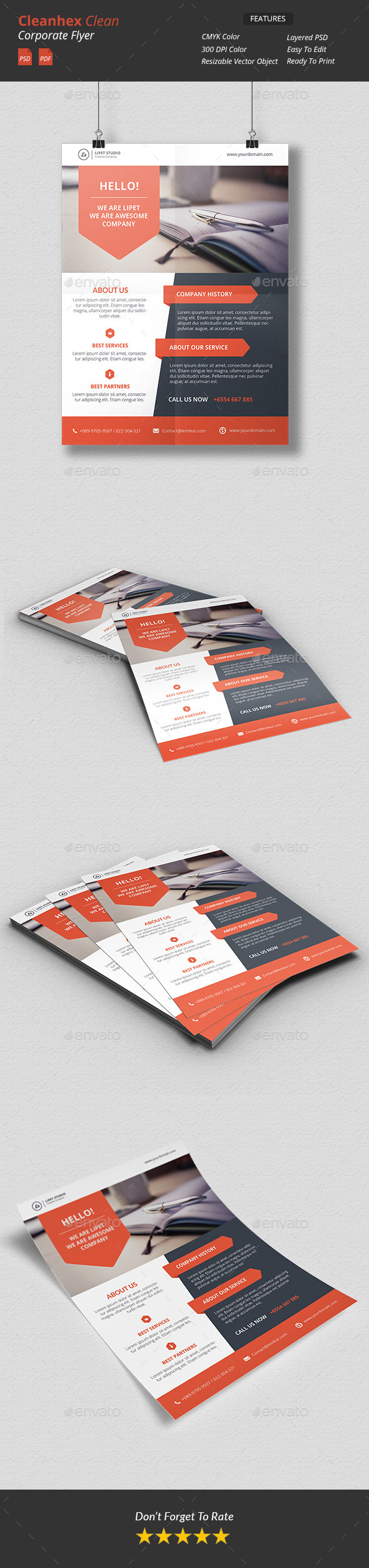 Cleanhex - Clean Corporate Flyer v3 - Corporate Business Cards