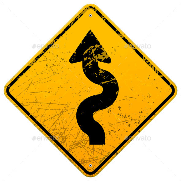 Vintage Winding Roadsign - Travel Conceptual