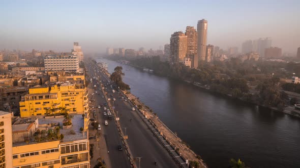 Timelapse of Cairo and the Nile at Sunrise