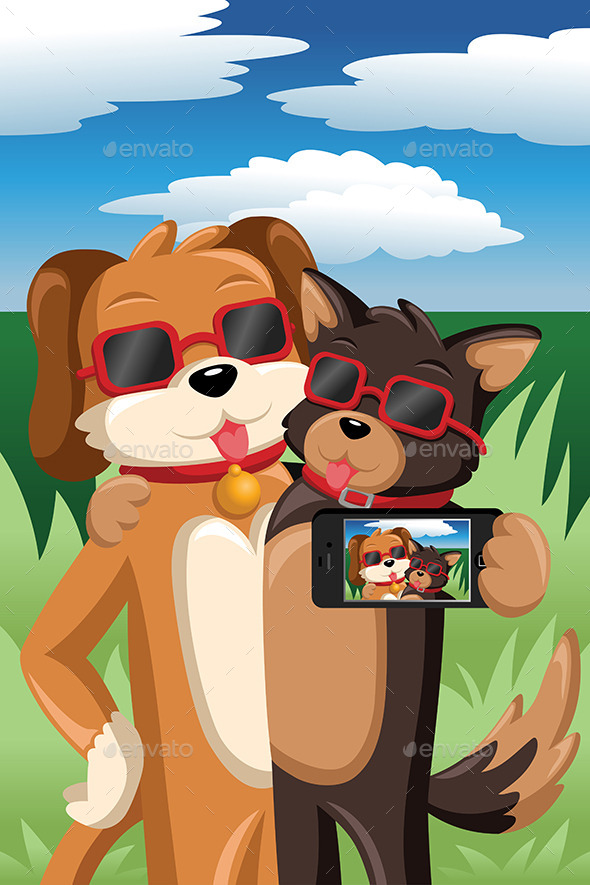 Dogs Taking a Selfie - Conceptual Vectors