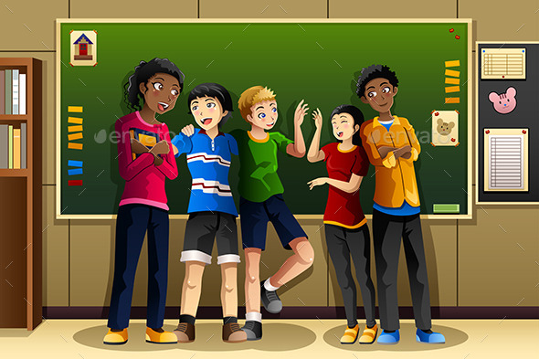 Multi-Ethnic Students in the Classroom - People Characters