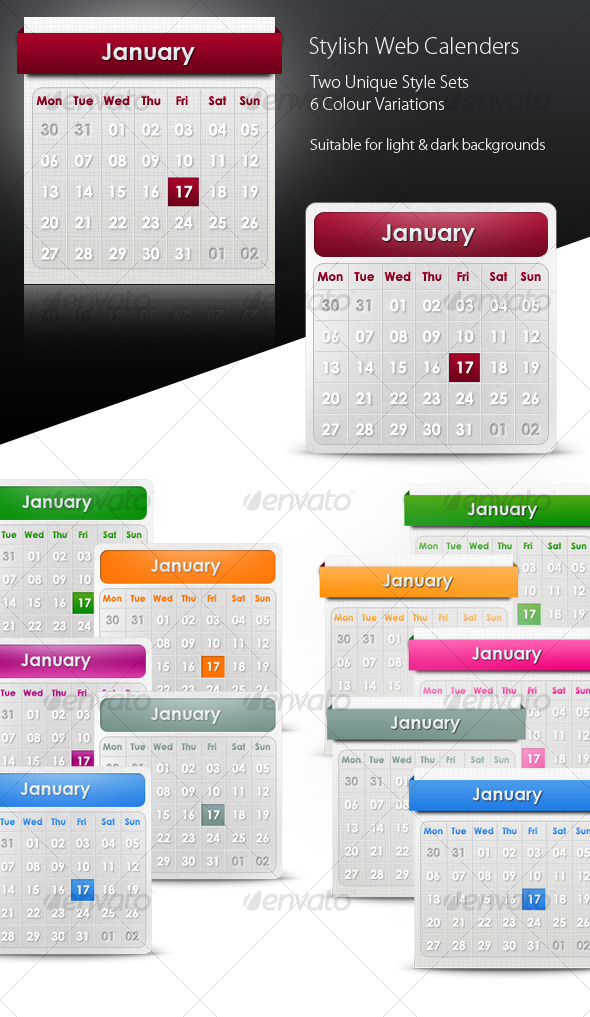 Stylish Web Calenders/ date pickers - Web Elements