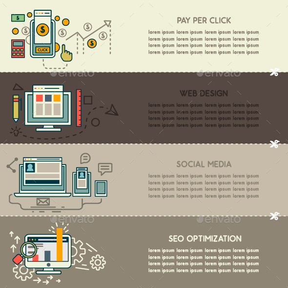 Set of Internet Technology Banners - Web Technology