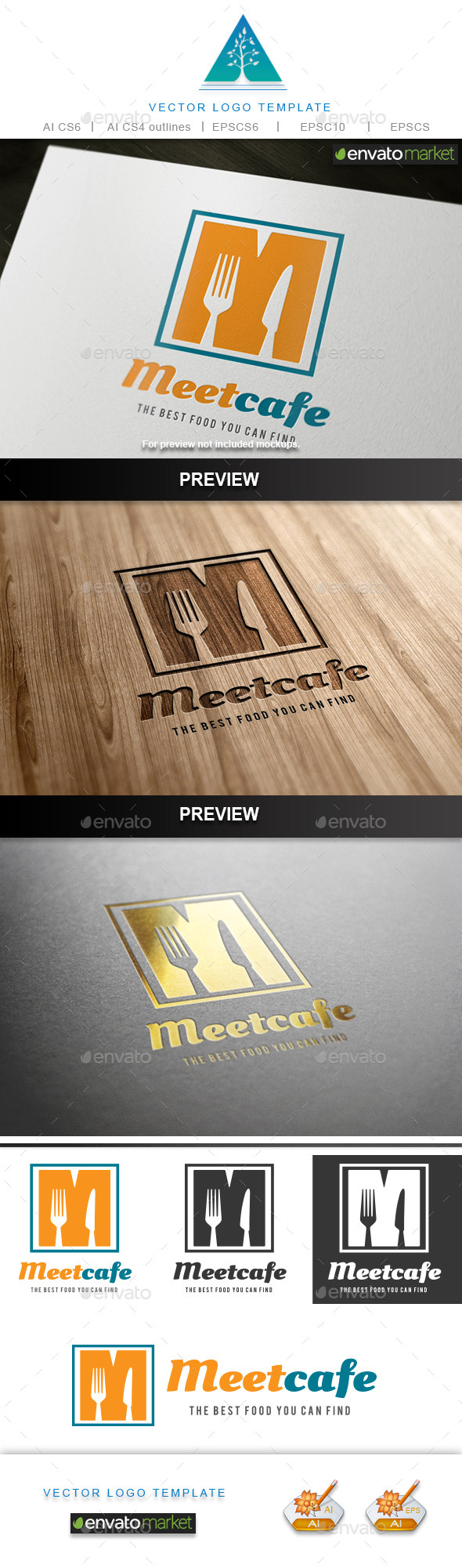 Meet Cafe Logo - Food Logo Templates