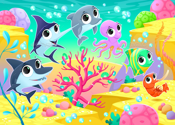 Marine Animals Under the Sea - Animals Characters