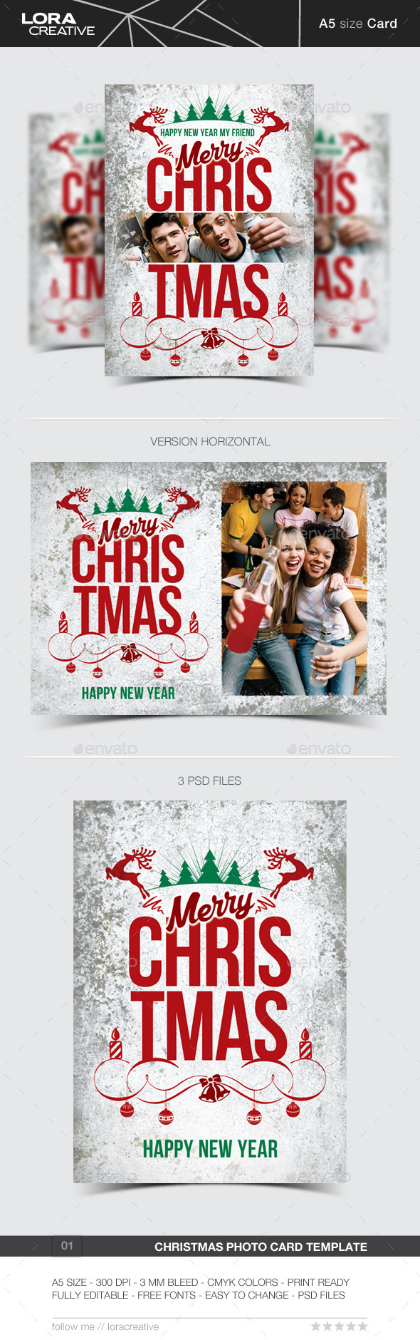 Christmas Greeting Photo Card - Holiday Greeting Cards