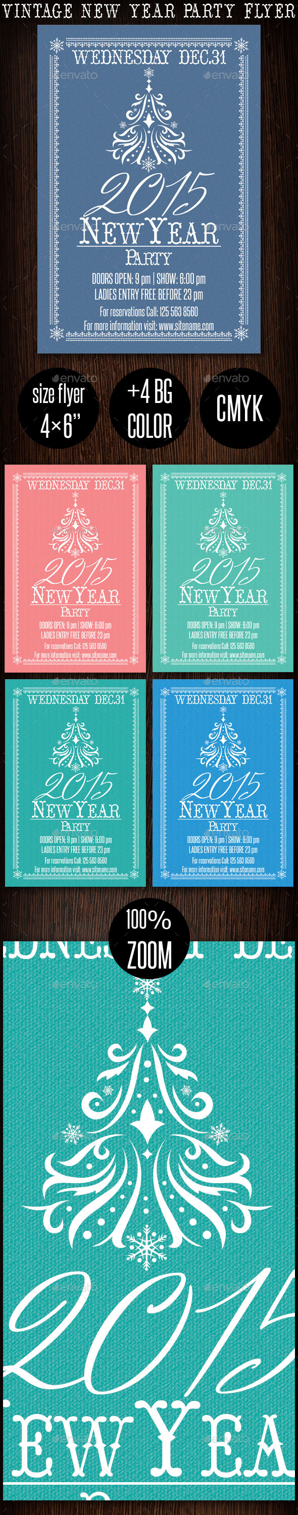 Vintage New Year Party Flyer 2015 - Clubs & Parties Events