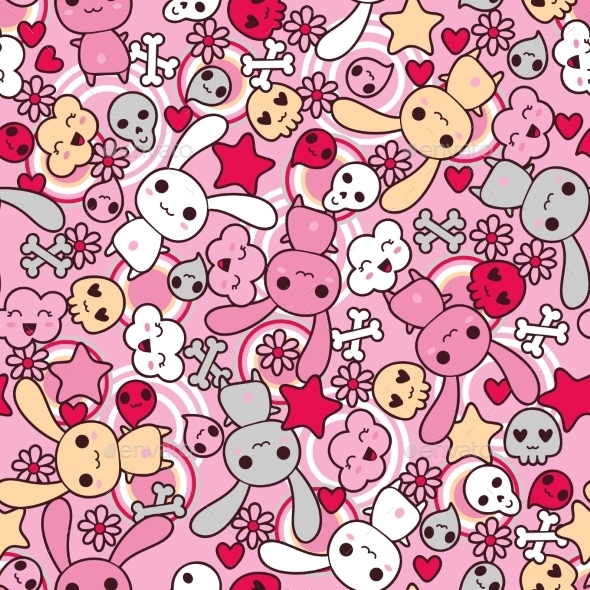 Kawaii Pattern - Monsters Characters