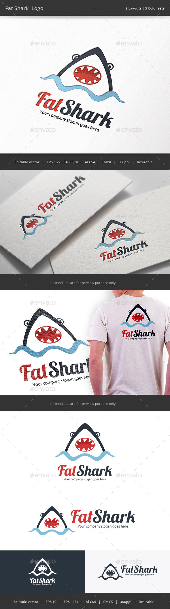 Fat Shark Logo - Animals Logo Templates