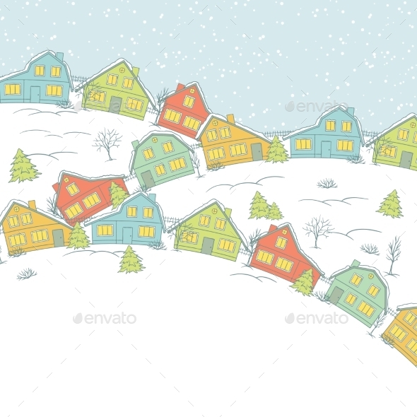 Christmas Card - Buildings Objects