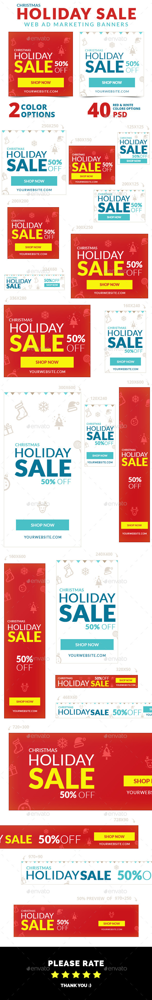 Christmas Holiday Sale Web Ad Marketing Banners - Banners & Ads Web Elements