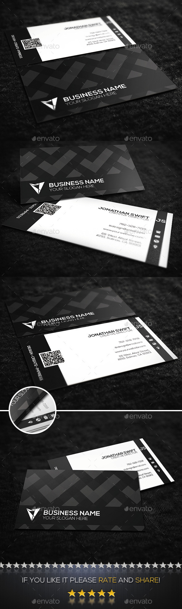 Black & White Corporate Business Card No.01 - Corporate Business Cards