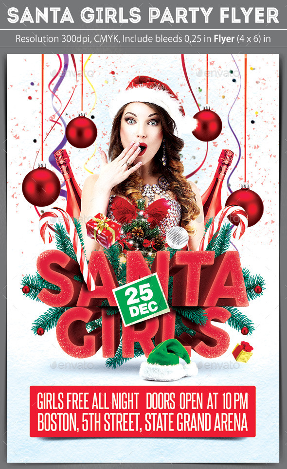 Santa Girls Party Flyer - Clubs & Parties Events