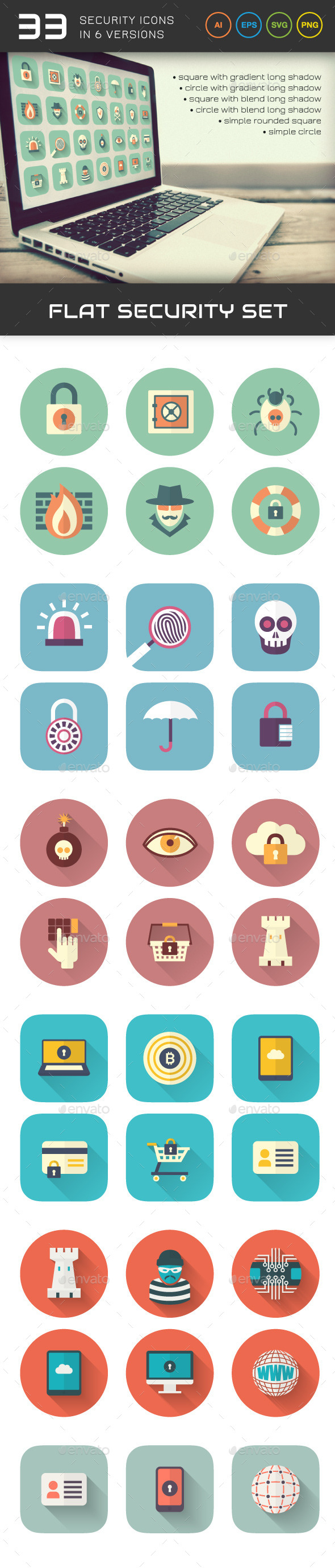 Flat Security Set - Technology Icons
