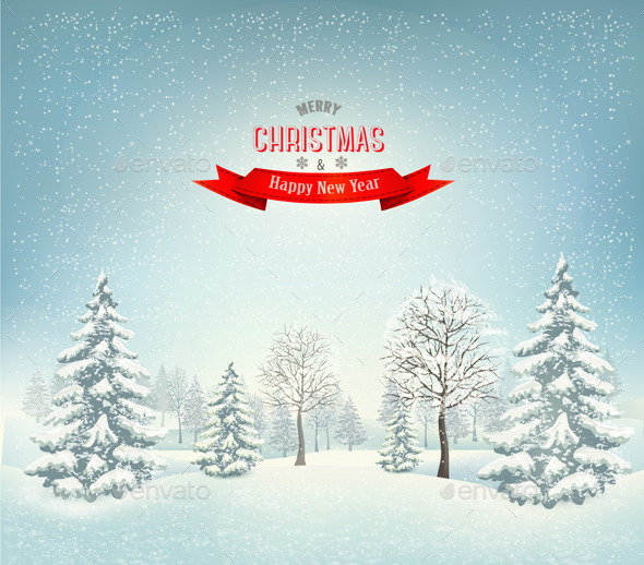Christmas Winter Landscape Background - Christmas Seasons/Holidays