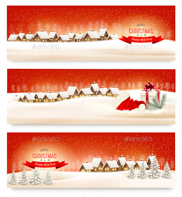 Holiday Christmas Banners with Villages - Christmas Seasons/Holidays