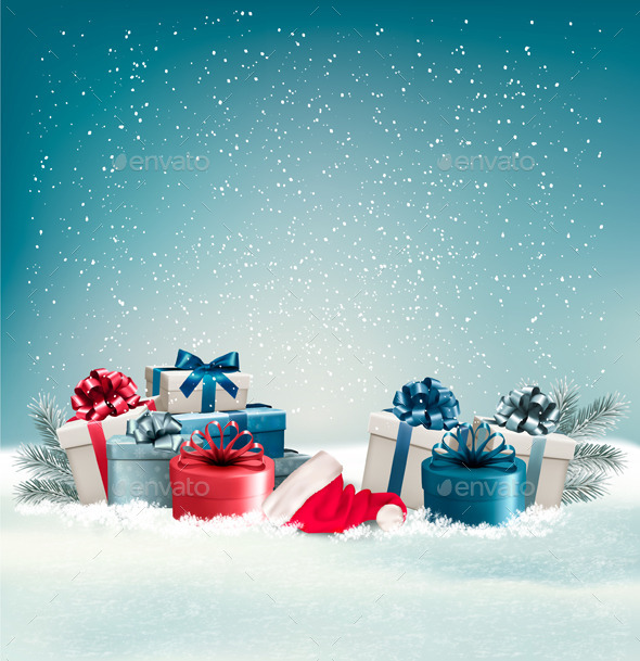 Winter Background with Presents - Christmas Seasons/Holidays