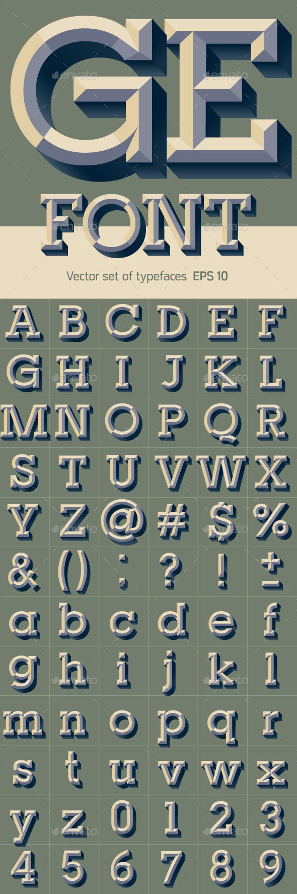 Old School Beveled Alphabet - Decorative Symbols Decorative