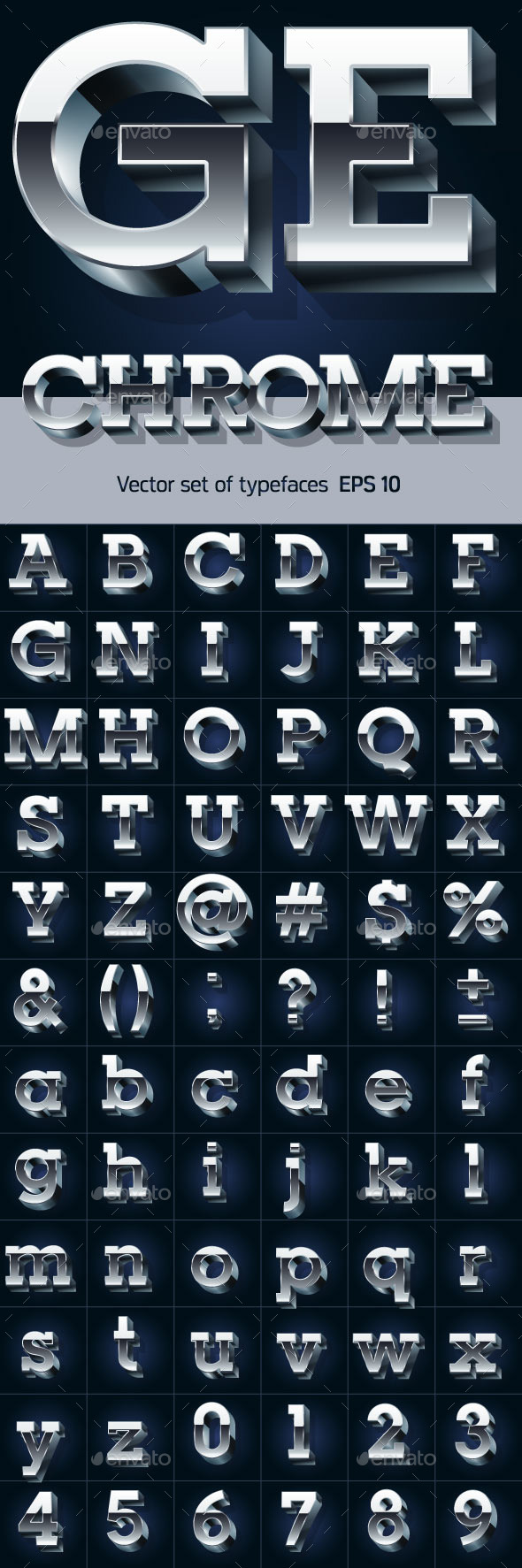 3D Chrome Alphabet - Decorative Symbols Decorative