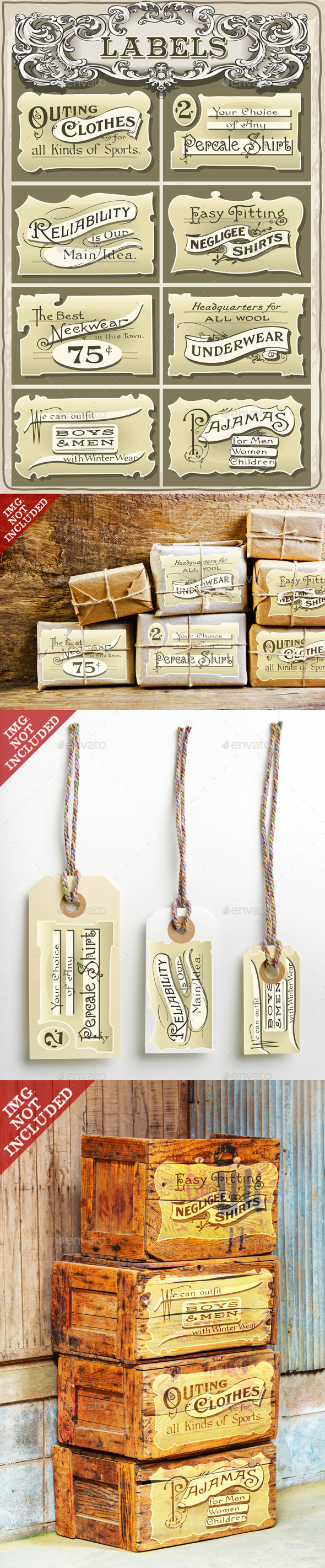 Set of Vintage Clothing Labels - Backgrounds Business
